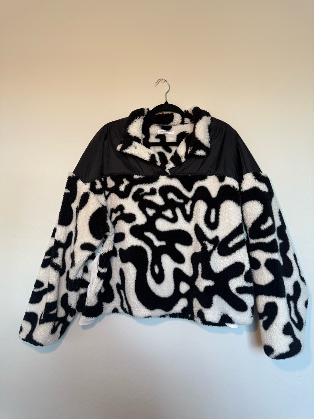Grayson Threads Black & White Abstract Sherpa Jacket